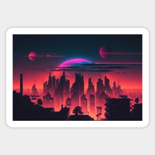 Cyberpunk City By Night Sticker
